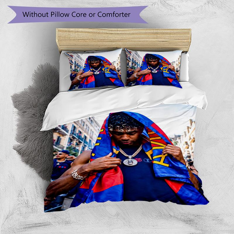 Lamine Yamal Green Spotify Logo Bedding Set,Breathable Bed Linen for Guest Room Decoration,Perfect Housewarming Gift,All Season Duvet Cover with Pillo