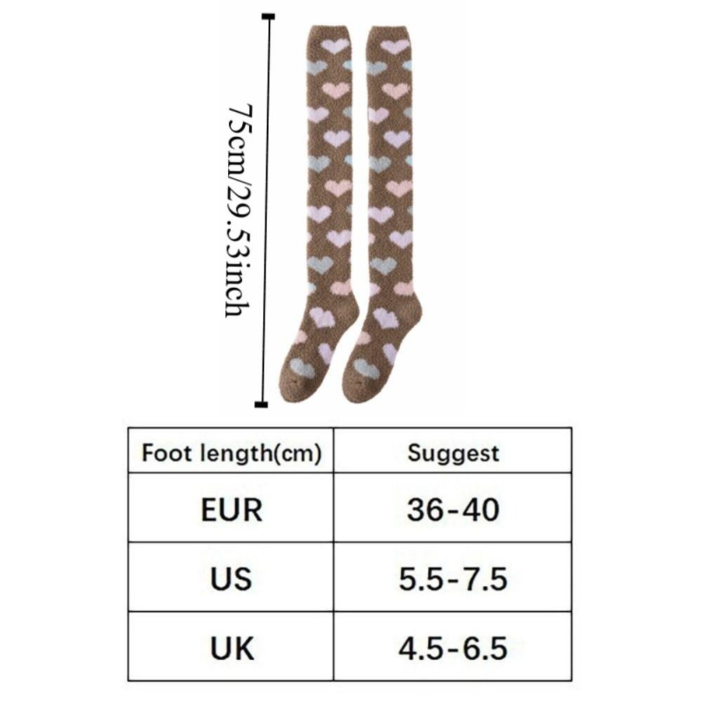 Thicken Warm Coral Fleece Stockings Heart Above Knee High Floor Plush Stockings Sweet Sleeping Long Tube Socks Winter