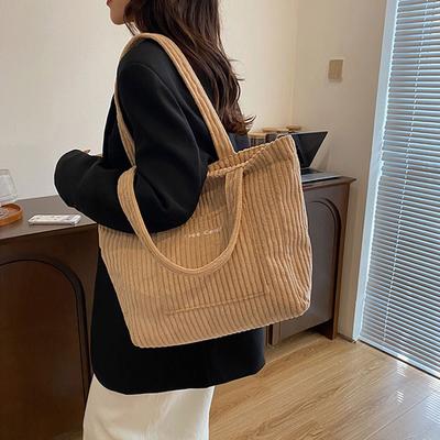 Large Capacity Women Shoulder Bag For Daily Used  Corduroy Casual Tote Bags Ladies Commuting Handbags