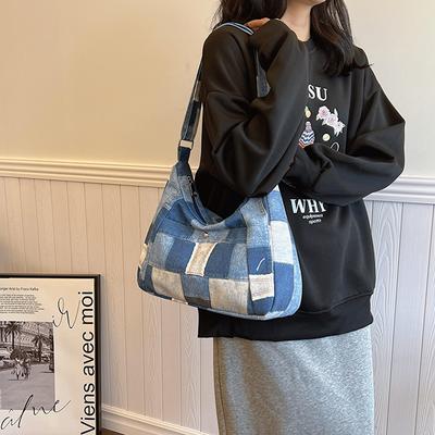 Bolsa de ombro feminina tendência simples moda grande capacidade bolsa de lona portátil