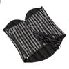 New Style Silver Black Sequin Strapless Bodycon Top with Bra Support Corset Bodysuit for Women