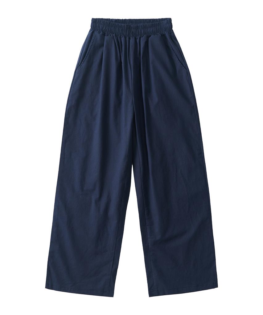 ANALOG MOOD Linen-Like Wide Pants (Navy)