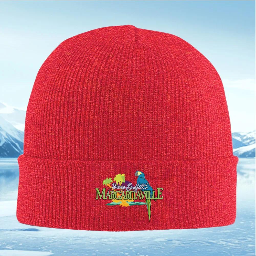 

Parrot palm trees sunset beach lettering Knitted Hat Unisex Women Unisex Beanie Pullover Cap Winter Thermal Warm Christmas Outdoor