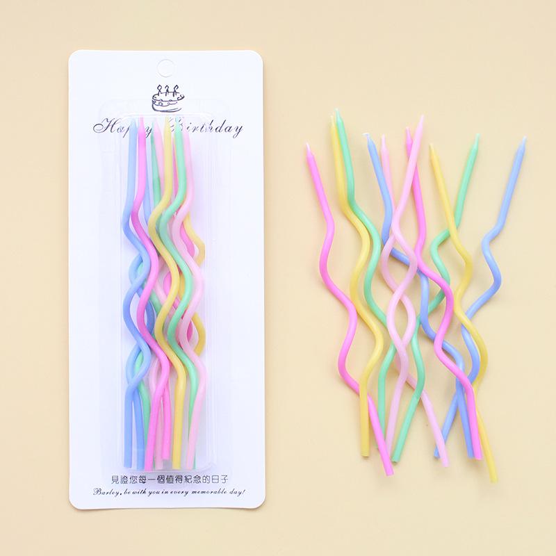 

10 Свечей-спиралей, упакованных в открытку, Креативные романтические свечи для вечеринки, Темные и светлые спиральные свечи без подставок Light 10 Curve Candles