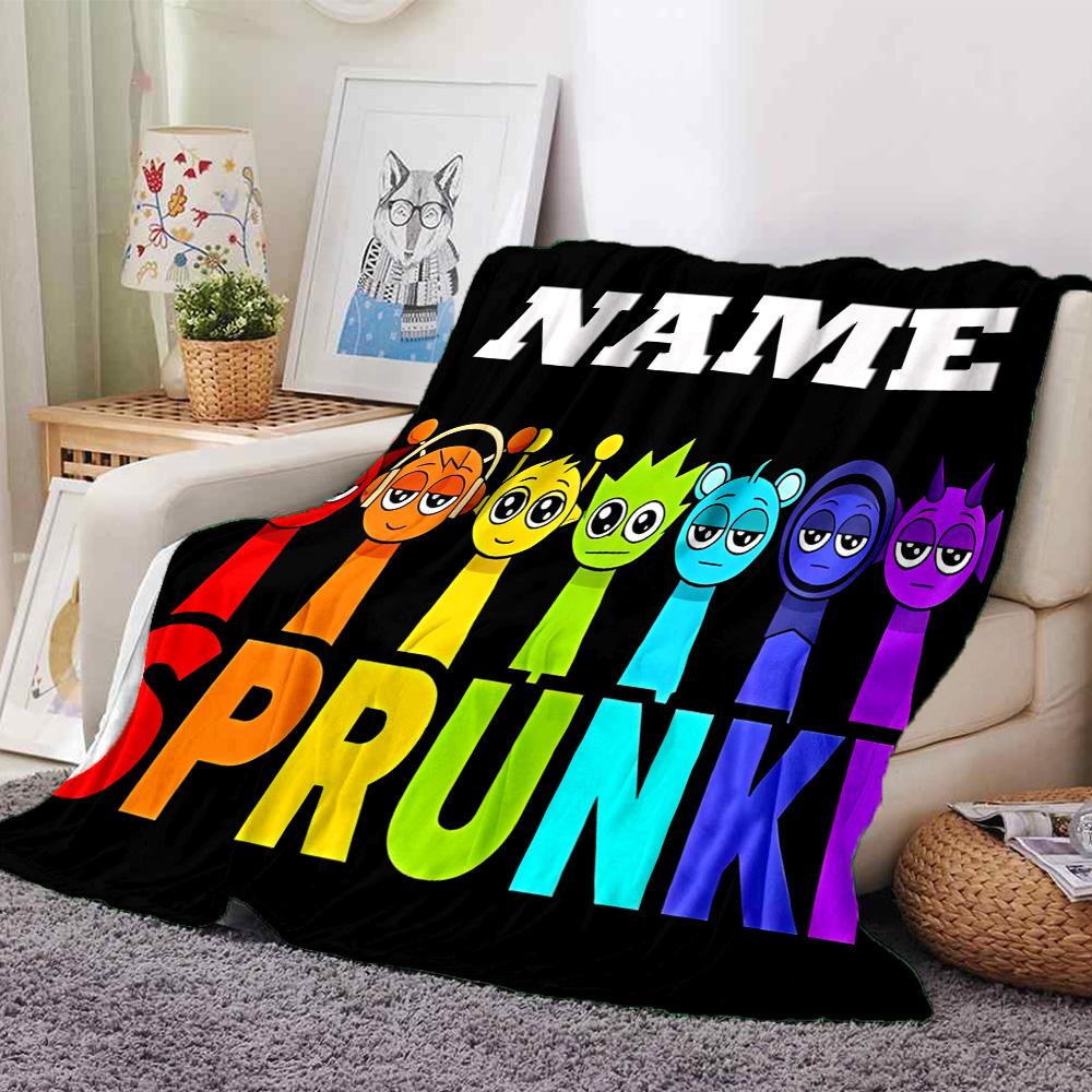 Customiz Name Personality Sprunki Themed Blanket Soft &Warm Sofa Office Bed Travel Lunch Break Blanket, Gift Suitable All Seasons