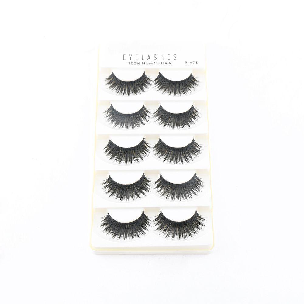 

5 пар макияжа ручной работы, черные, долговечные, густые, 3D, многослойные накладные ресницы