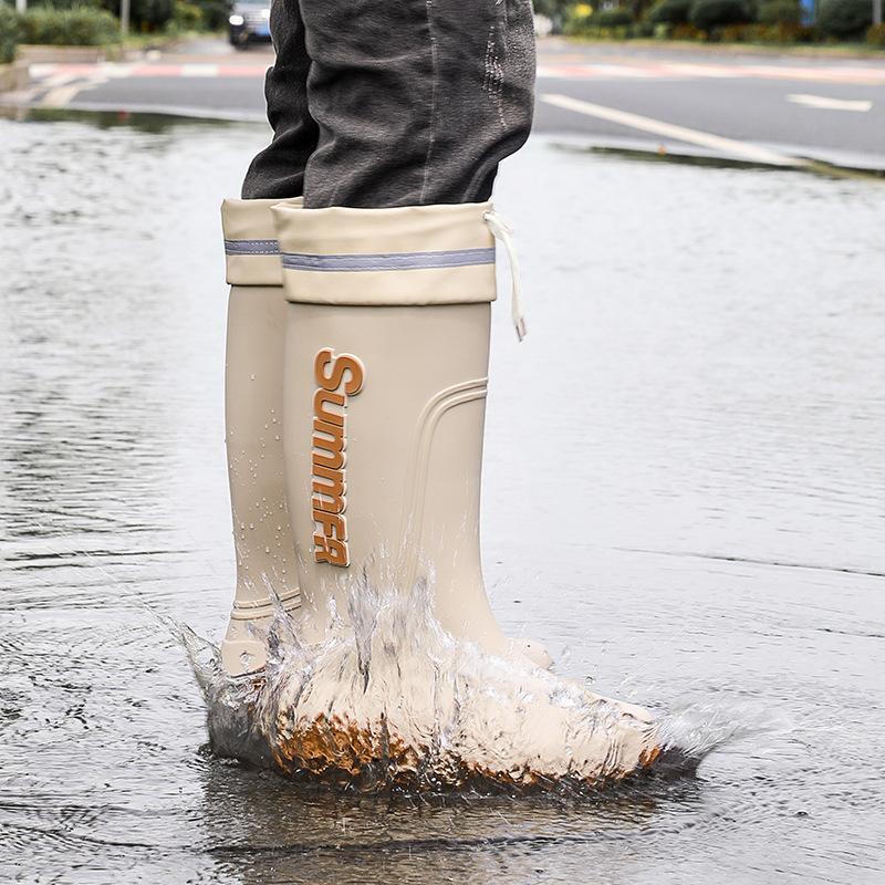 Fashion Outdoor Men's Rain Boots Fashion Long Tube Fishing Shoes Non-Slip Waterproof Shoes Couple Work Shoes Rubber Shoe Warm Rain Boots