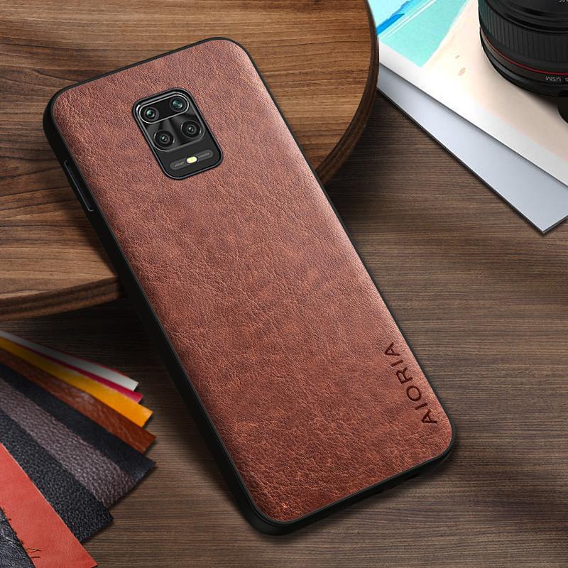Luxury PU leather Case for Redmi Note 9 Pro 9S Business solid color design phone cover Soft TPU&Hard PC