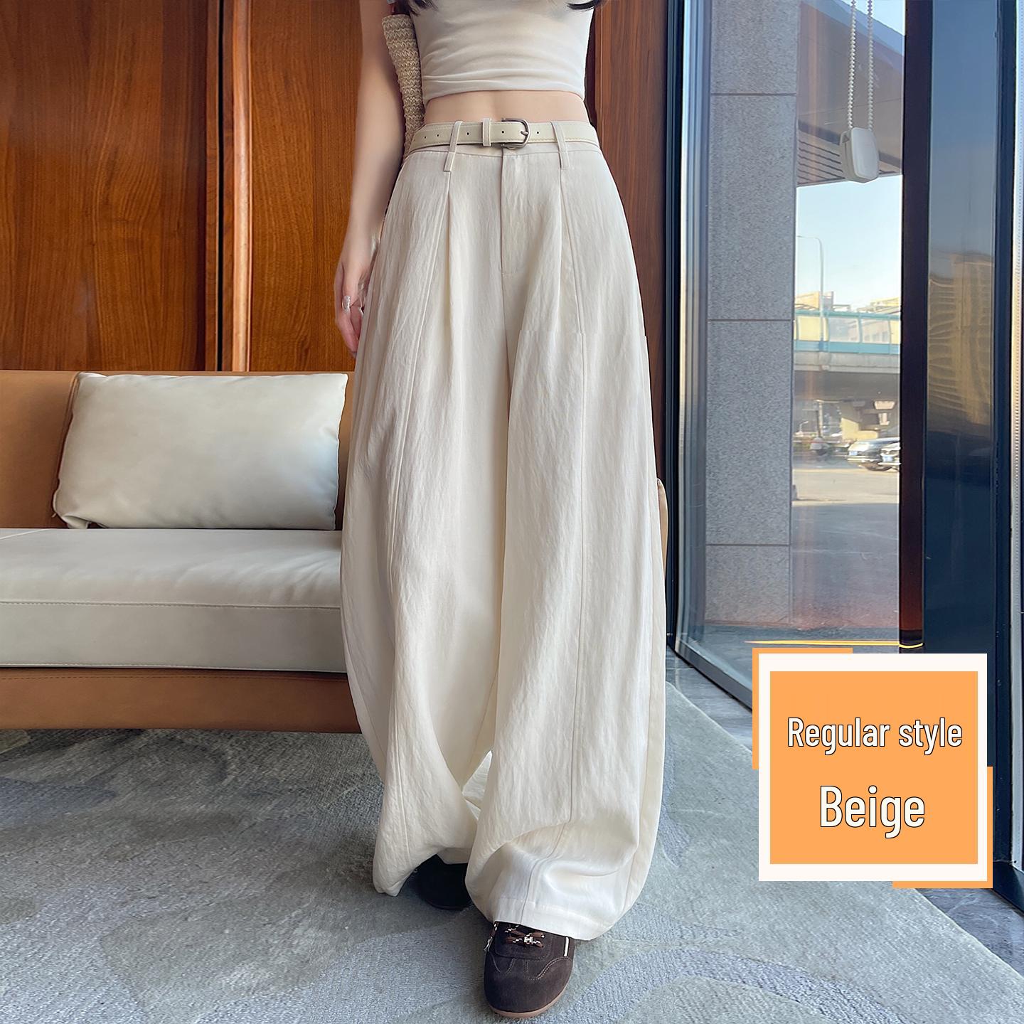 

Women s 2026 Linen Wide-Leg Pants: Spring/Summer Casual, Thin Loose Drape, Old Money Style by Yamamoto Medium бежевый