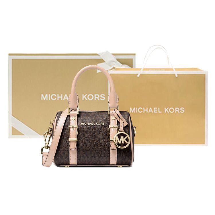 Michael Kors Bedford Series Classic Monogram Zip Closure Leather Boston Bag Women Handbags 32F9G06C0B-266