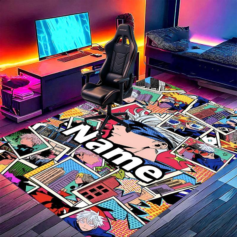 Custom Name Personalized Jujutsu Kaisen Print Carpet, Versatile Home Decor Rug, for Playroom, Apartment, Balcony, Entryway, Hallway Gift