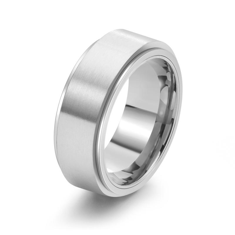 European and American Simple 8mm Wide Rotatable Brushed Ring Jewelry Men s Fashion Stress Relief Ring Accessories 2026 no. 6 серебряный