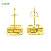 Luxury VVS Moissanite Diamond 925 Silver Solid Gold Stud Earrings Baguette Cut Men Women Moissanite Earrings