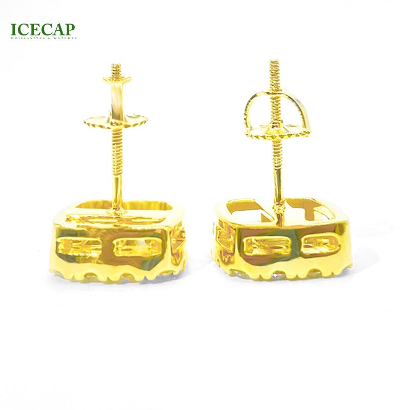 Luxury VVS Moissanite Diamond 925 Silver Solid Gold Stud Earrings Baguette Cut Men Women Moissanite Earrings