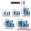 2pcs,Curtains Blue Silver Christmas Ornaments (2) Creative Chic Curtains Polyester Curtains Festive Decorative for Bedroom and