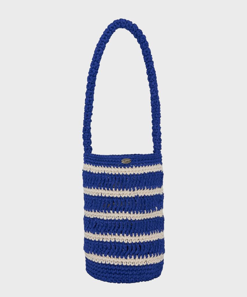 Slowslowly Moroccan Handmade Crochet Stripe Bucket Bag _ Blue