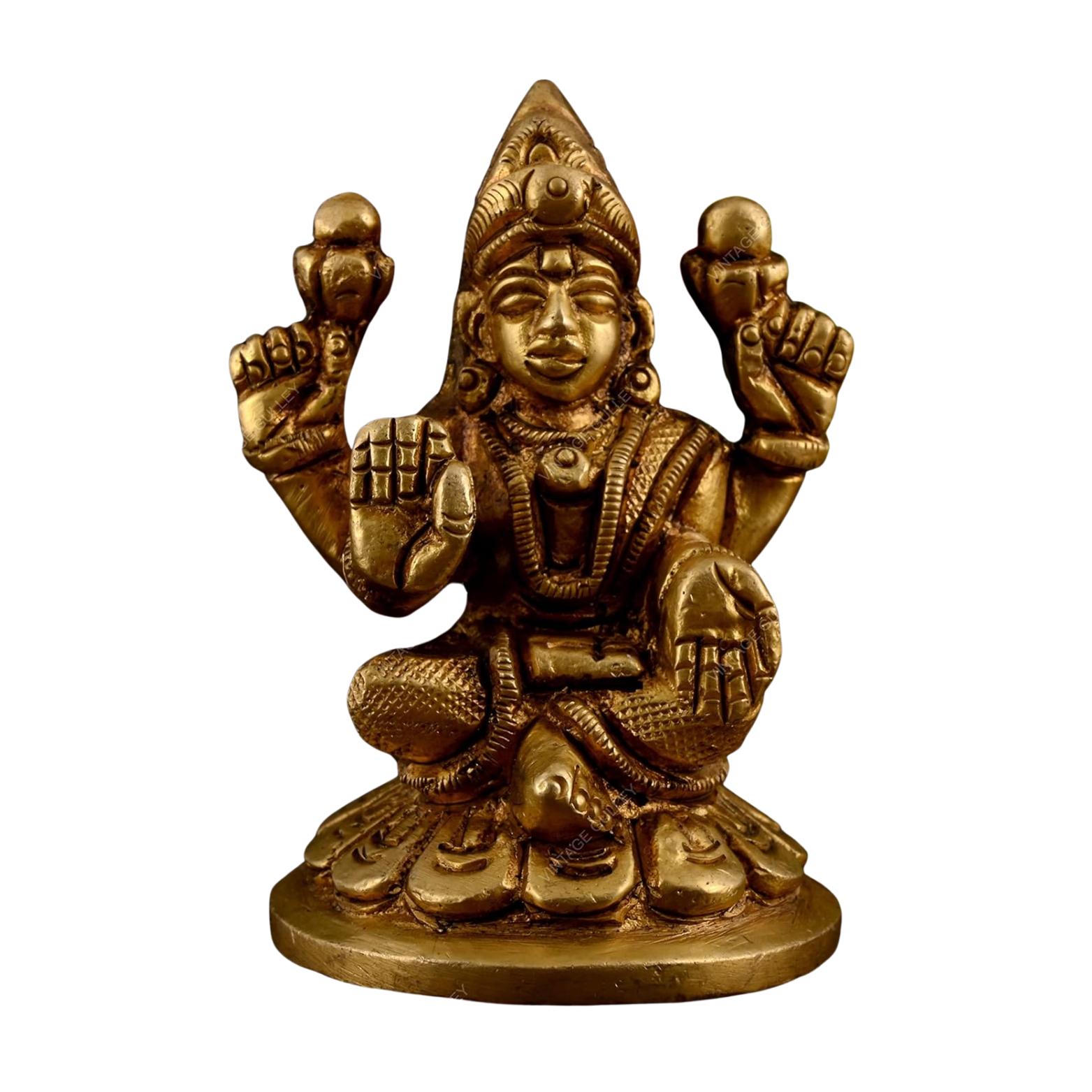Laxmi Bhagwan Idol Sitting Posture Laxmi Statue For Home Entrance Decor, Brass