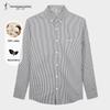 Men's 100% Cotton Embroidered Vertical Stripe Long Sleeve Casual Shirt