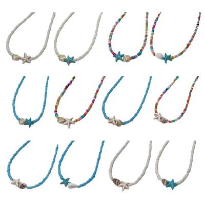 Summer Shells Starfish Beaded Necklace Women Neckchain Choker for Casual Outings