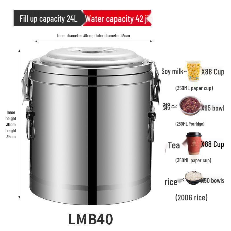 Isolierter Eimer aus Edelstahl 304 für Reis und Sojamilch, Eimer für Eisgelee mit großem Fassungsvermögen