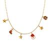 Women's Christmas Multi-Pendant Santa Claus & Reindeer Necklace - Titanium Steel