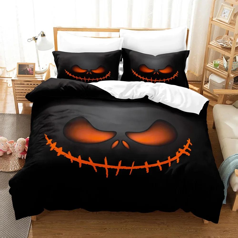 Halloween Duvet Cover Cartoon Pumpkin Twin Comforter Cover Lantern Bedding Set Polyester Ghost Quilt Cover For Kids Boys Girls