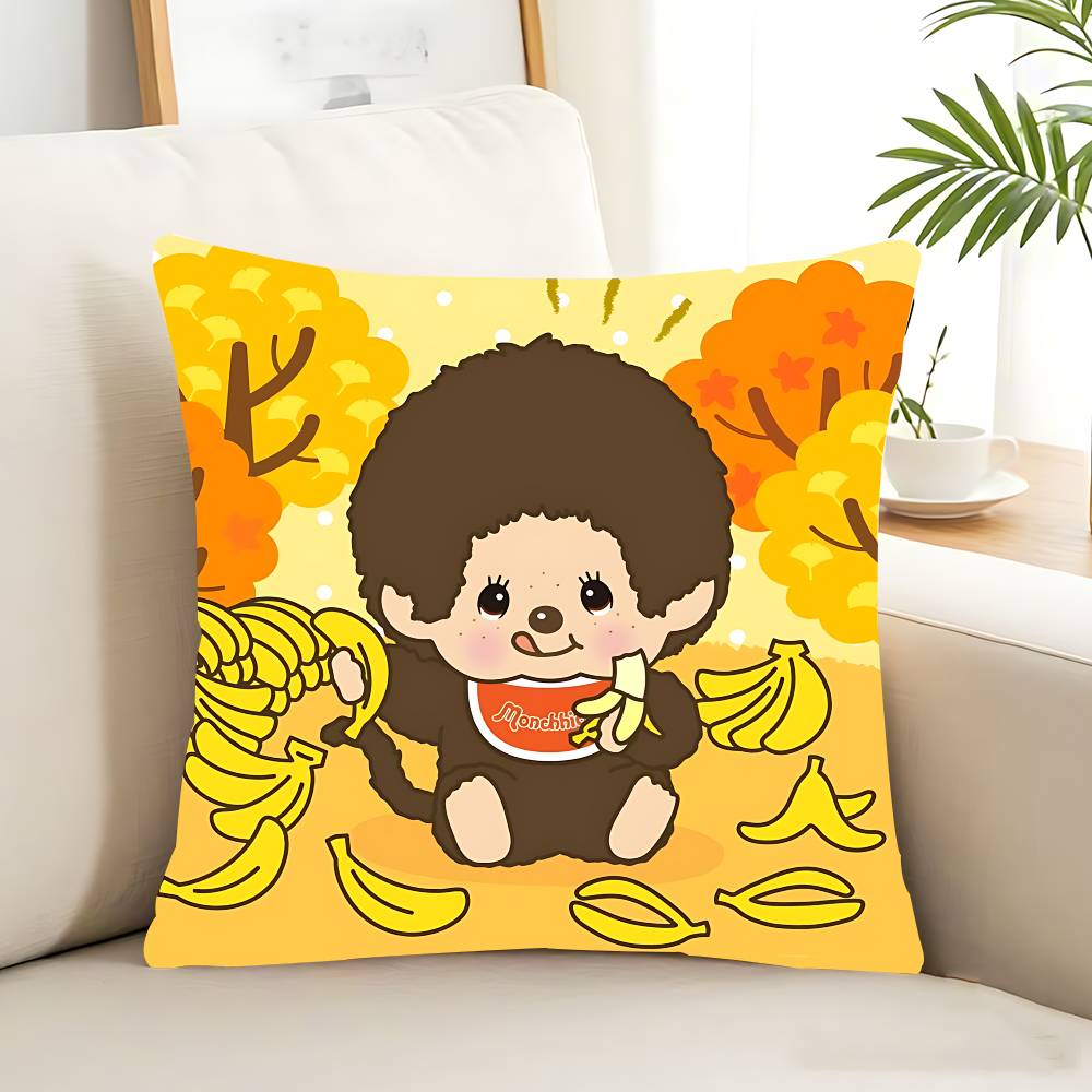 Cartoon M-MonchhichiS Pillow Case Removable Washable Cushion Cover – All-Season Soft Linen