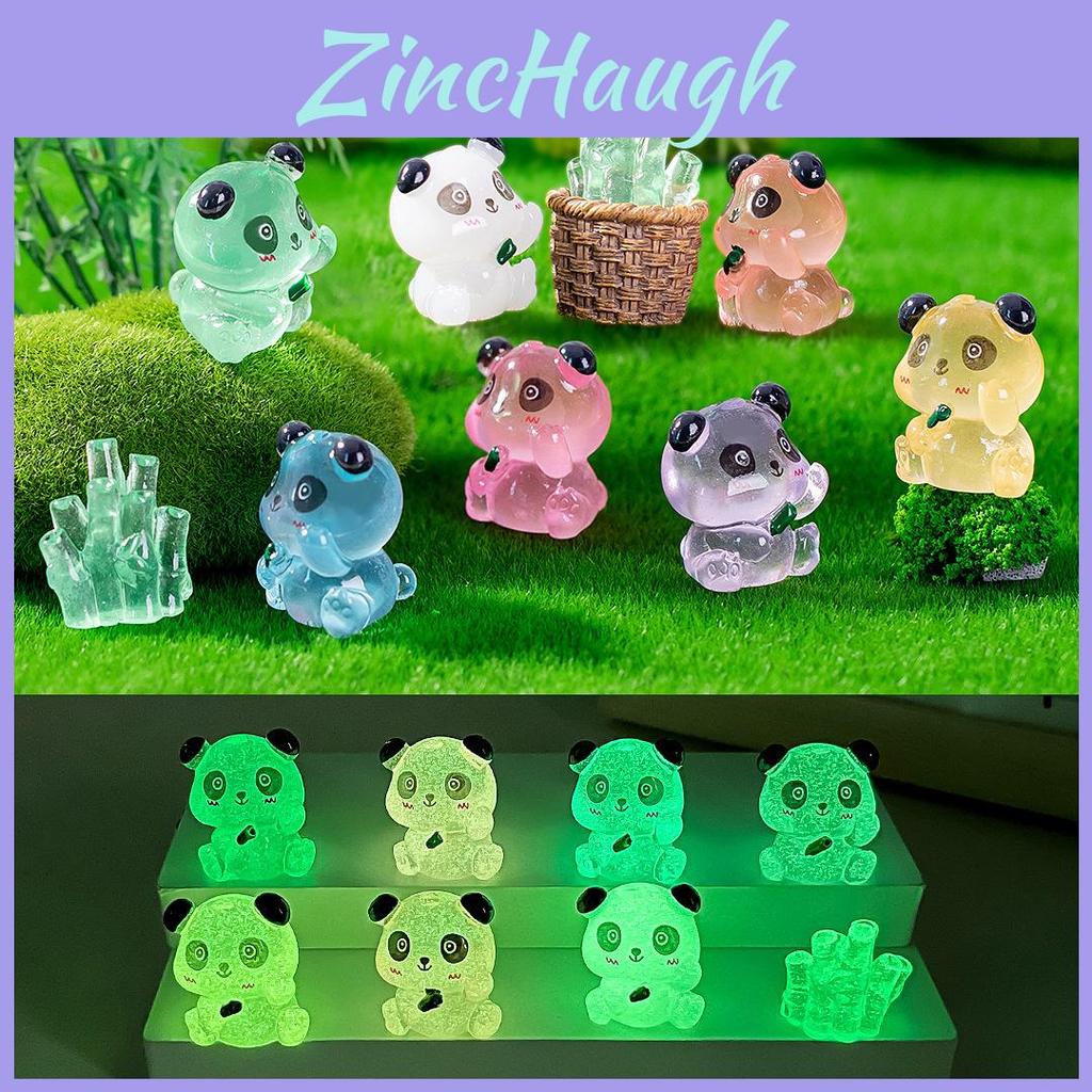 Adorable Resin Luminous Panda Figurines For Garden Decor In 7 Vivid Colors