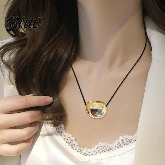 Fashion Accessories for Women Oval Bead Clavicle Chain Necklace Alloy