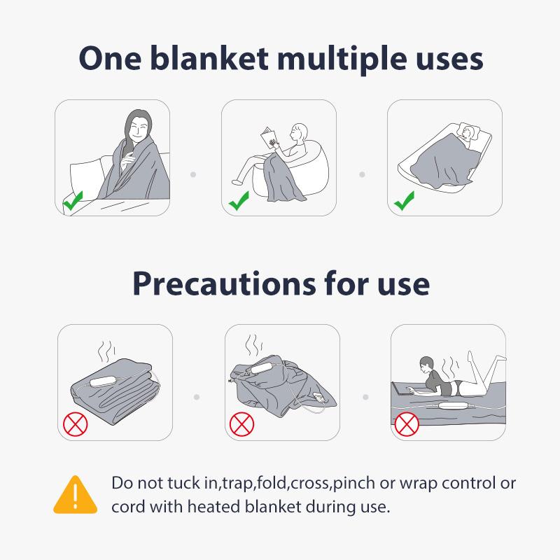 80x140cm Electric Blanket Flannel Blanket Heated Throw Blanket Mattress Winter Machine Washable Temperature Control Warmer