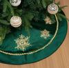 Green Velvet Snowflake Sequin Christmas Tree Skirt, 24-inch
