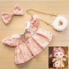 Girl Doll Clothes Accessories with Shoes Bow Bag for 20cm Dolls Floral Print Cute Girl Doll Clothing