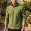 Winter Warm Clothing Men Quarter-Zip Sweatshirt, Long Sleeve Mock Neck Pullover Top, Solid Casual Color Tops Sweatshirt for Golf Office Street