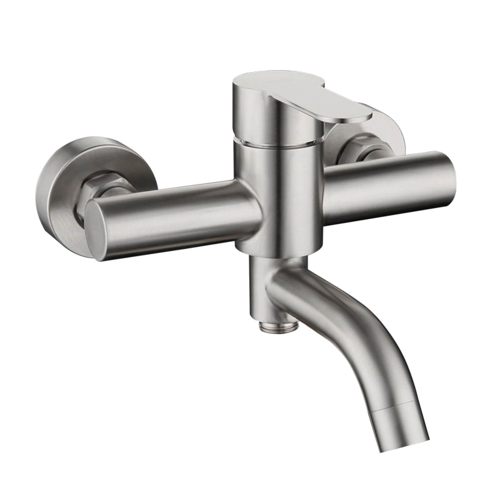 Stainless Steel Bathroom Shower Mixer Faucet Wall Mounted Hot Cold Water Dual Spout Mixer Tap Universal Shower Diverter System