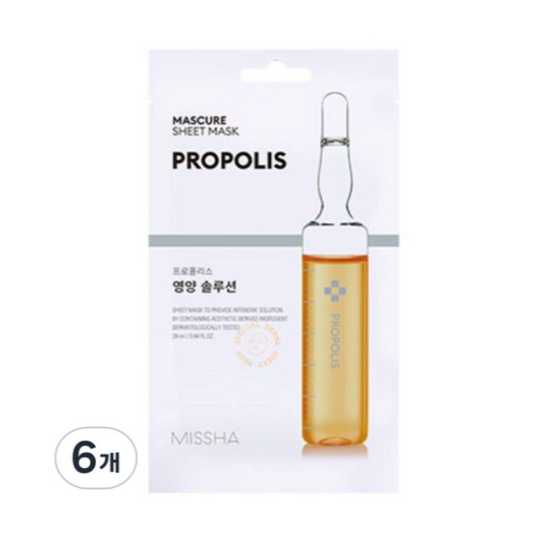 MISSHA Mascure Nourishing Solution Sheet Mask Propolis 1 Sheet x 6pcs – Nourishing & Radiance Facial Mask Set