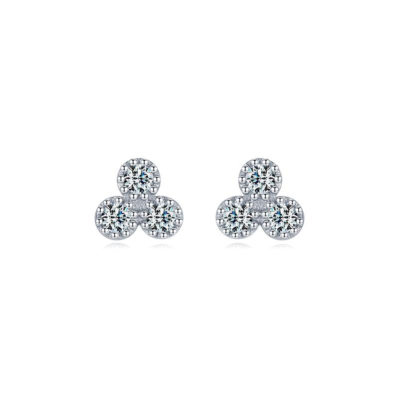 Modian 100% 925 Silver Simple Round Sparkling Clear CZ Tiny Small Stud Earrings For Women Wedding Jewelry Gift Brincos