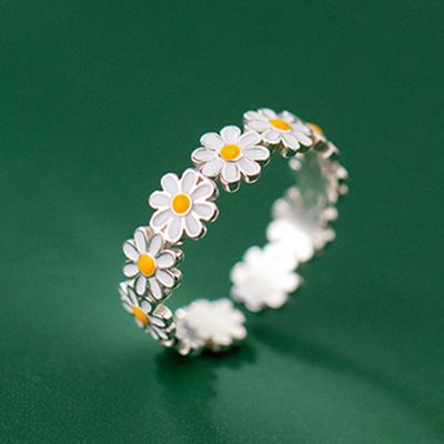 Gänseblümchen-Ring, Mori-Serie Kleiner frischer Weißblumenring, Temperamentsschmuck für Damen