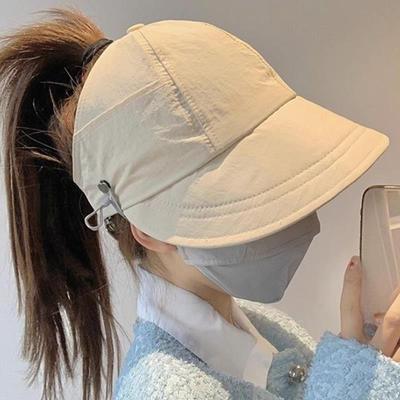 Summer Wide Brim Sunhat Women Sun Hats Foldable Adjustable Outdoor Beach Bucket Hat UV Protection Visors Fisherman Ponytail Caps