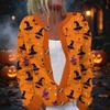 Damen Halloween Print Langarm Strickjacke Knopfleiste Oberbekleidung