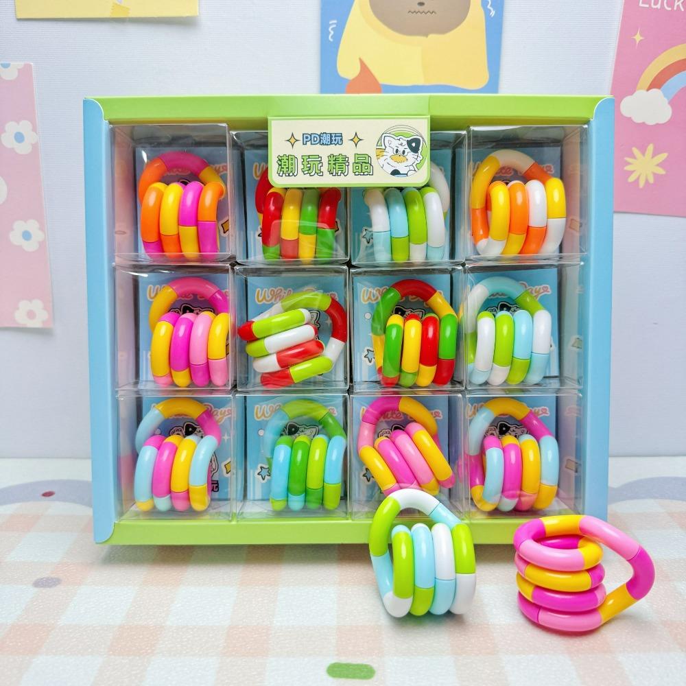 18 Section Tangle Twisty Fidget Toy, Colorful Sensory Anxiety Relief Finger Toy, Stress Relief Brain Teaser for Kids & Adults