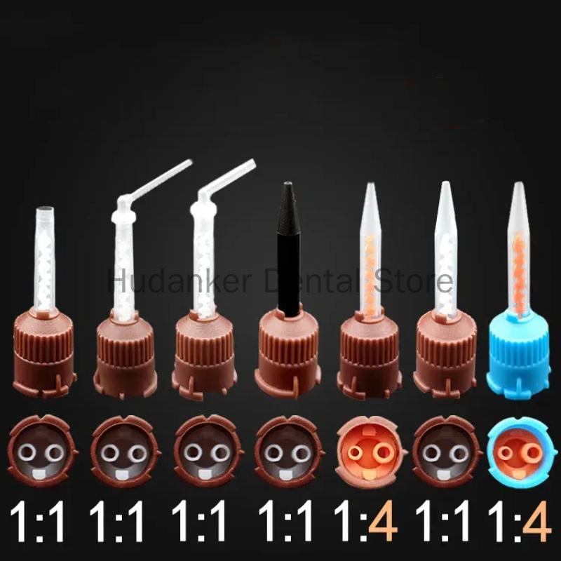50 pièces/paquet Embouts de mélangeur dentaire Silicone Embouts d'empreinte dentaire jetables Pour laboratoire dentaire Matériau Caoutchouc Tête de mélange de transport