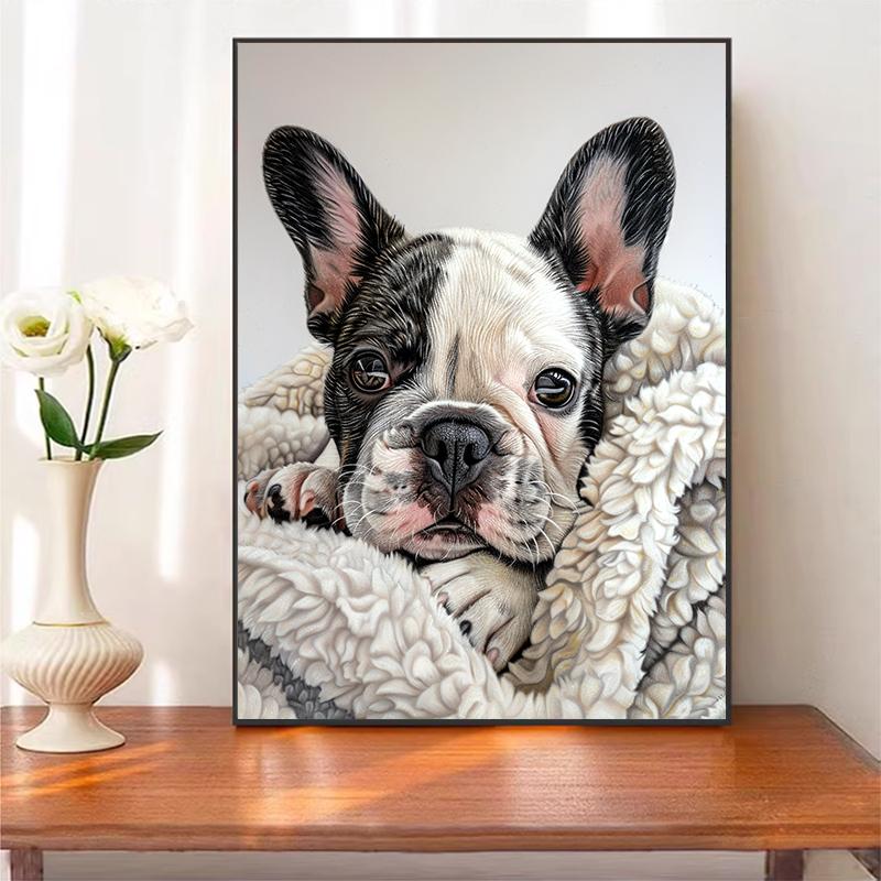 5d DIY Diamond Painting Cross Stitch Cute Animals Pet Bulldog Diamond Embroidery Mosaic Full Round Drill Home Decor Crafts