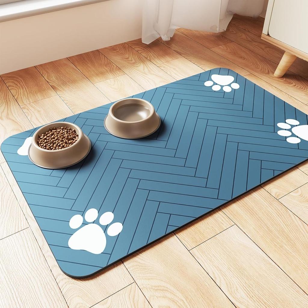 Pet Feeding Mat-Absorbent Pet Placemat for Food and Water Bowl, with Waterproof Rubber Backing, Quick Dry Water Dispenser Mat for Dog and Cat