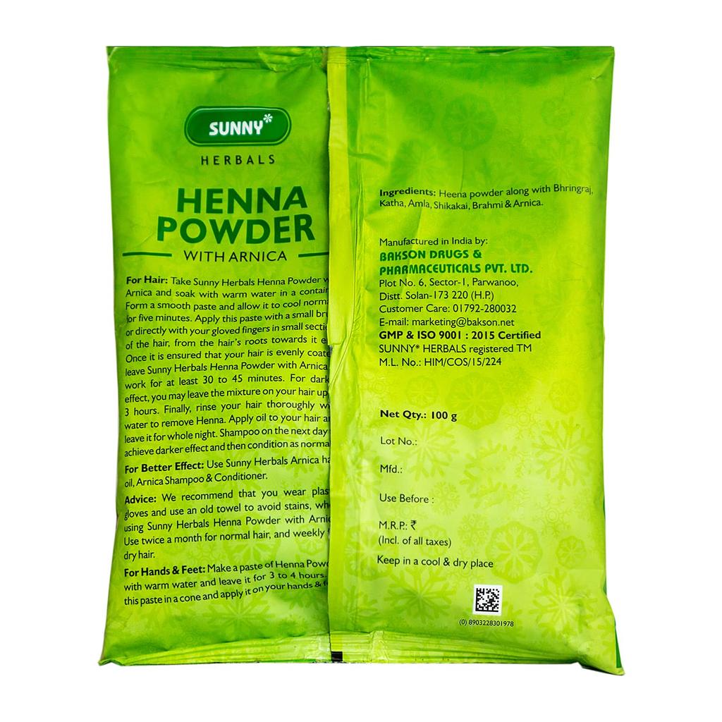 Sunny Henna Powder With Arnica, Bhringraj & Herbal Conditioner For Natural Hair Colour, 100 Gm Pack of 4