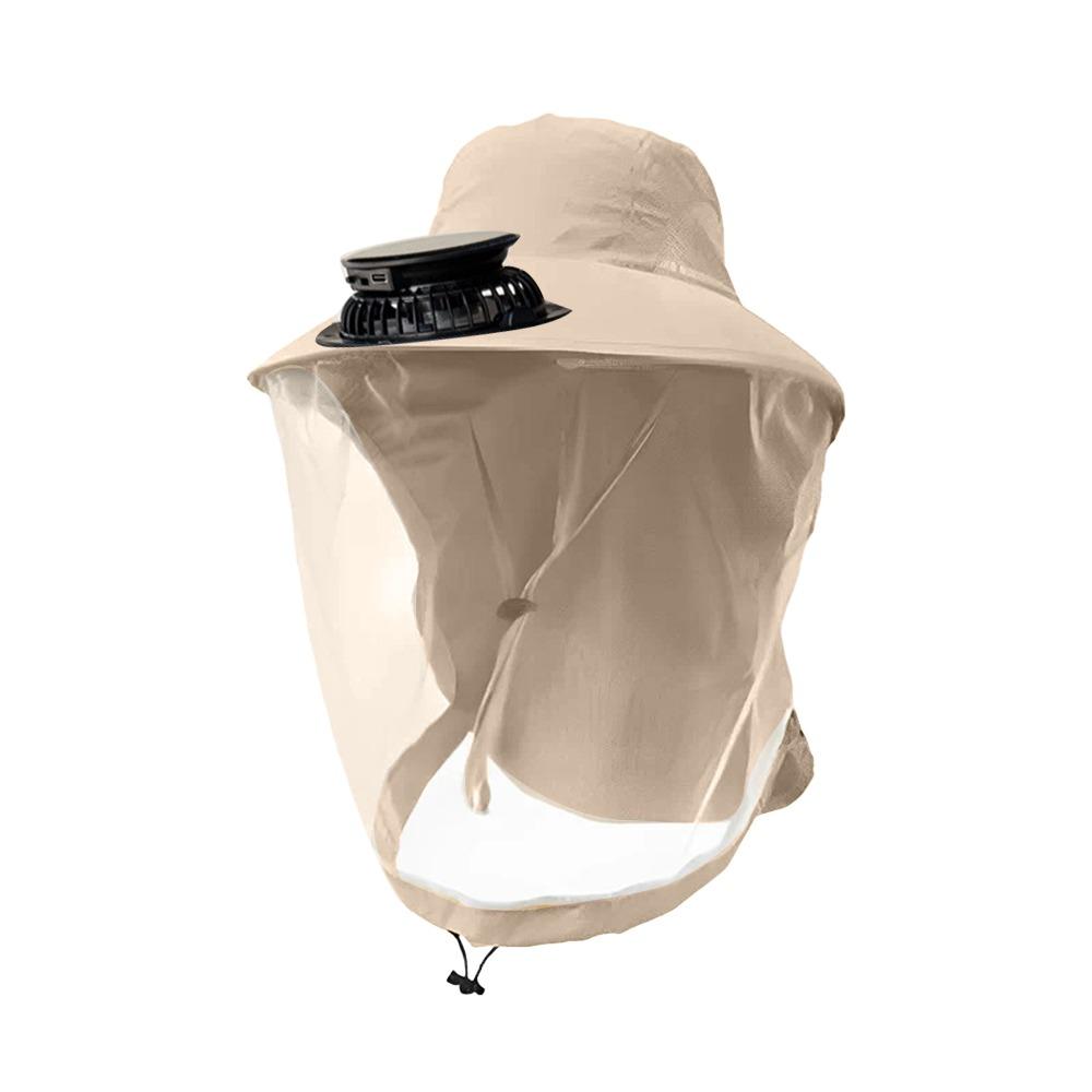 

Wide Brim Solar Powered Fan Hat Breathable Mosquito-proof Hat Creative Sunshade Cap Summer хакі