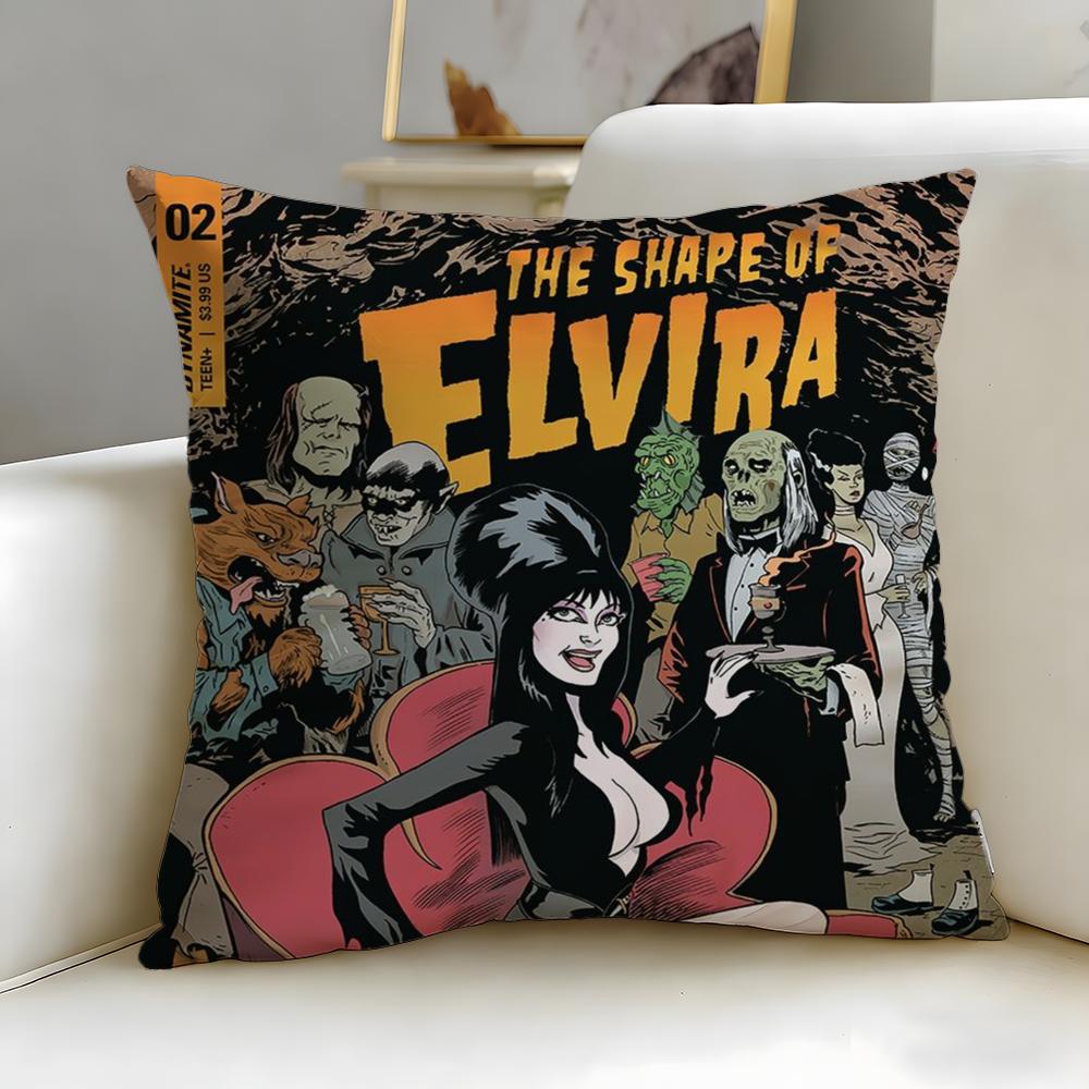 classic movie character Elvira Cushion Cover Soft  EasyWash Pillow Case  Versatile for Couch Bed Travel and Office