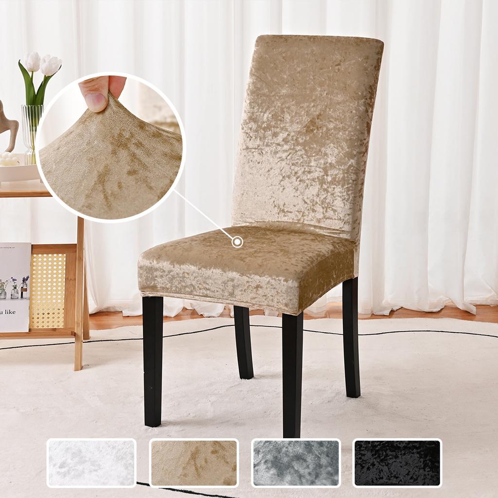 Buckle Non-Slip Gold Diamond Fleece Solid Color Elastic Chair Cover Household Hotel Dining Chair Cover Dust Chair Cover