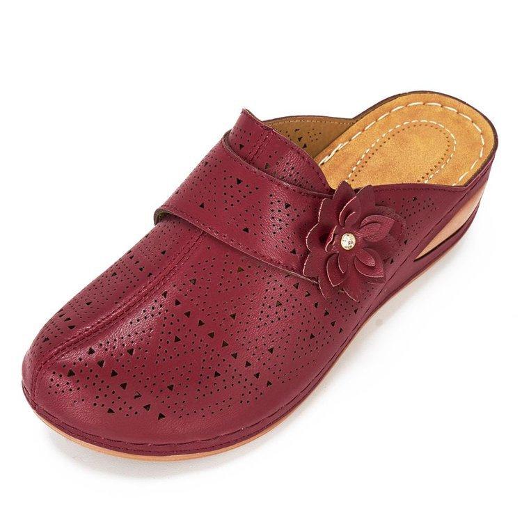 Lato Nowy Styl Baotou Kwiat Klinowy Obcas Damskie Sandały Europejskie i Amerykańskie Duży Rozmiar Ażurowe Sandały Damski Trend