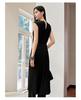 Jiuzi Anna Kou Minimalist Workplace Commuting Three Houses Wind Pressure Folded Sleeveless Dress for Women 2025 Summer New Style