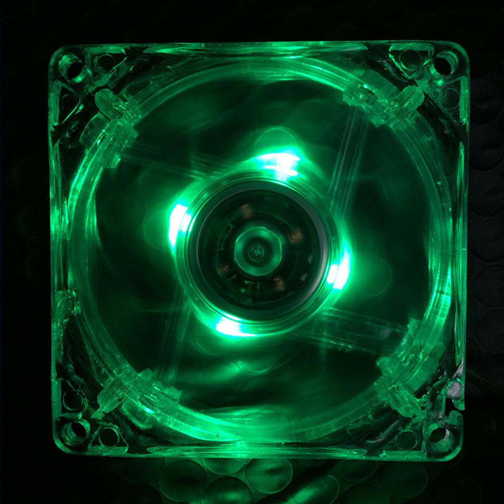 

PC Computer CPU Fan 80mm Cooling Fan with Blue Colorful Light 8025 8cm Silent DC 12V 4 LED Luminous Chassis fan Case Cooler зелений